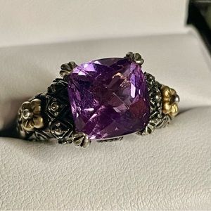 Barbara Bixby Amethyst SS 18k Ring Sz 9